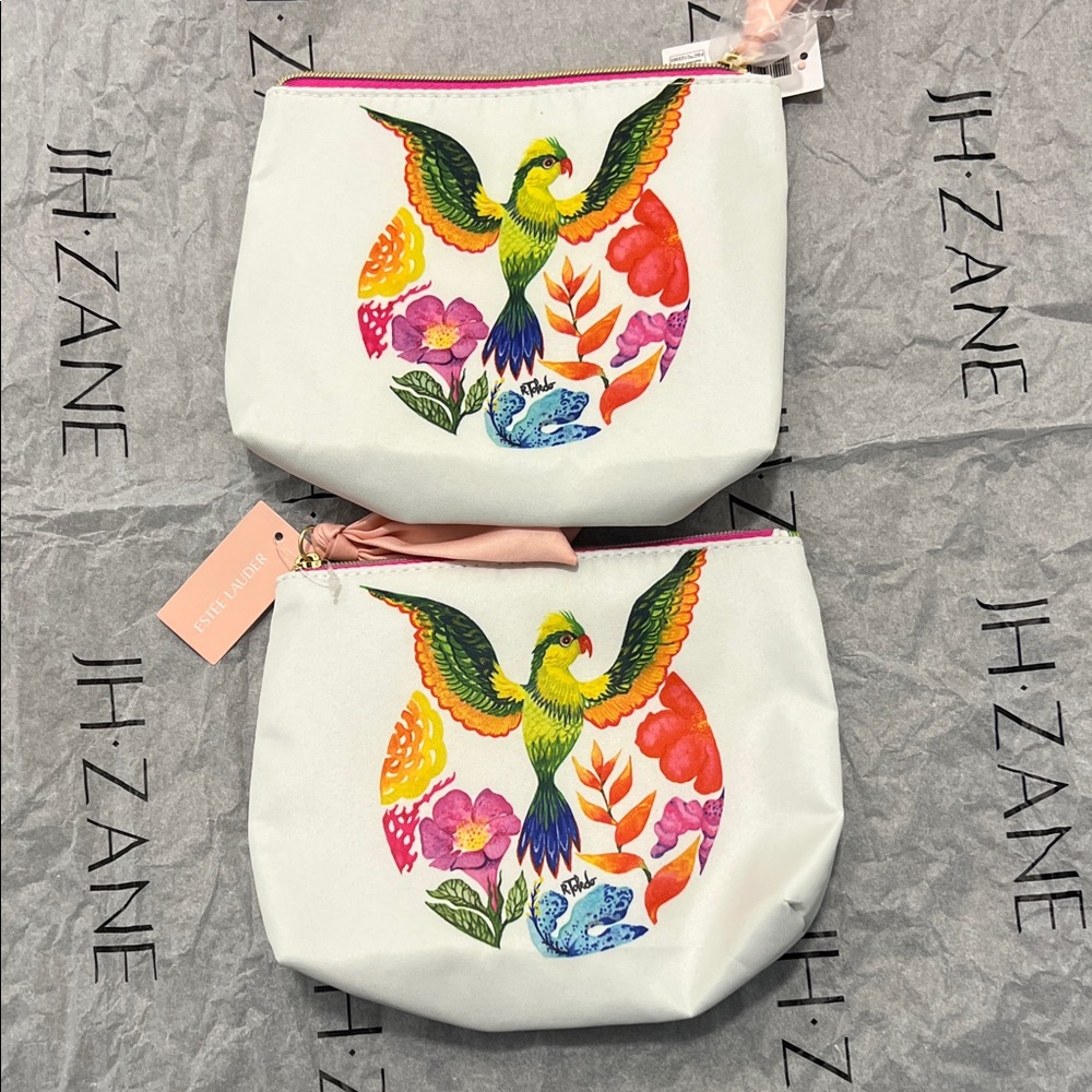 New two Zane Multicolor Floral Bird Cosmetic Bag